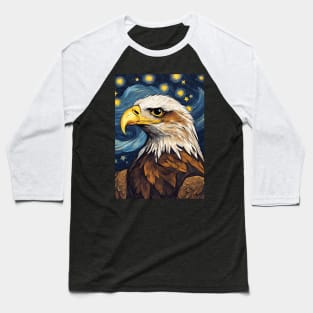 Adorable Eagle Animal Painting in a Van Gogh Starry Night Art Style Baseball T-Shirt